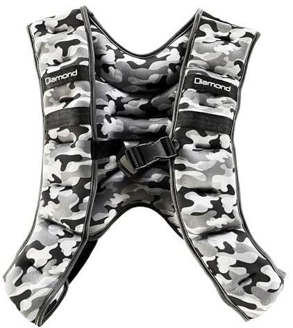 Diamond【Giubbotto Zavorrato (9/10/20/30 kg)】Gilet Pesi Regolabile, Carico Variabile, Ideale per Cross Training, Calisthenics, Running, Allenamento Resistenza e Potenza | Gilet Zavorrato (10 KG)