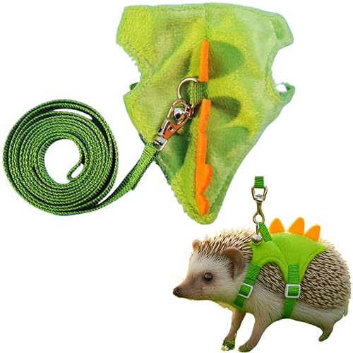Guinzaglio e imbracatura per riccio, accessori per vestiti, guinzaglio a forma di dinosauro per allenamento e gioco, vestiti per criceti per furetti, porcellini d'India, criceti, accessori per ricci
