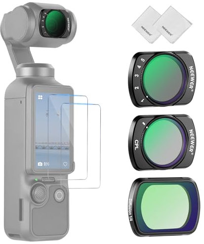NEEWER Filtro ND Variabile + CPL + Black Diffusion 1/4 Compatibile con DJI Osmo Pocket 3 Creator Combo Accessori, ND2-32, Filtro HD Multistrato con 2 Pellicole Protettive e 2 Panni per la Pulizia