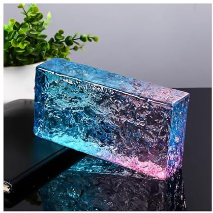 ZBORAVPIX Blocco di Vetro Rettangolare Trasparente ad Alta t Parete divisoria in vetrocemento, Isolamento Termico e insonorizzazione, Blu Rosa, 7,8x3,9x1,9 Pollici