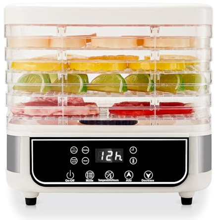 Obecilc Deshidratador de 5 capas Smart Touch, secador visual de alimentos con temporizador de 72 horas, temperatura ajustable de 35 a 70 °C e indicador LED para secar frutas, verduras, carnes