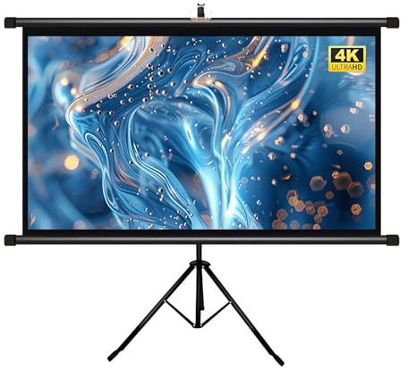Väggmonterad projektorduk med stativ, 60/72 tum 16:9 HD, manuellt nedfällbar projektorduk, stativhöjdjusterbart, for hemmabio inomhus(60 inch)