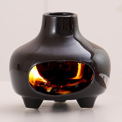 BAOBYAO Keramisk Palo Santo hållare rökelsebrännare, handgjord skorsten rökelsekonhållare brännare träpinnar, askfångare, aromatisk heminredning för andliga ritualer, yoga, meditation (svart, 4 x 4 x