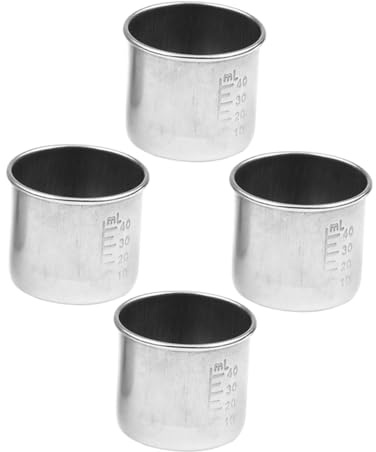 TOYANDONA Set da 4 Bicchieri Dosatori per Medicinali in Acciaio 304 da 40 Ml Scala Graduata Contenitori Multifunzione per Uso Domestico Resistenti al Calore e Precisi per Liquidi e Solidi