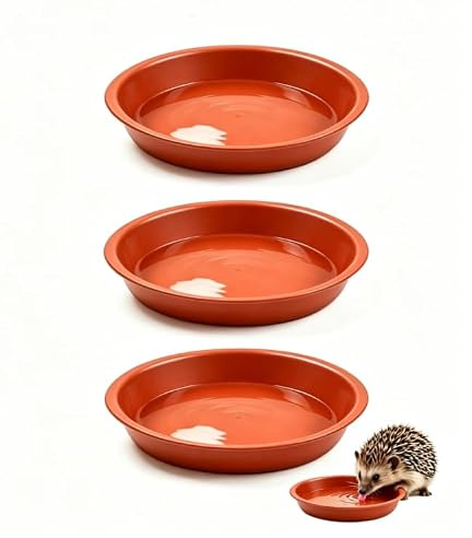 Hedgehog Food and Water Bowls, 3 Pack Low Profile Feeding Dishes, 14cm Wide Shallow Bowls for Dry Food Mealworms and Water, Easy Access Small Animal Bowls for Garden Wildlife