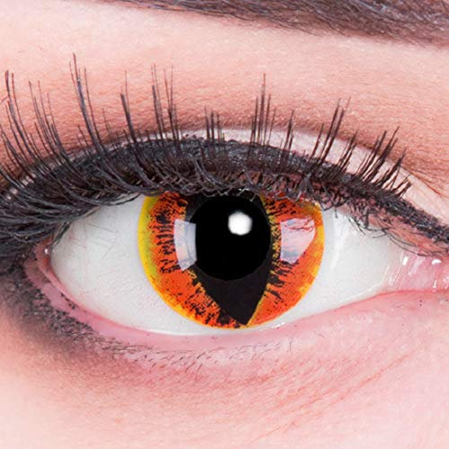 Meralens Lenti a Contatto Colorate rosso Manticor - con porta lenti a contatto - ideali per Manga Anime Cosplay Halloween carnevale – Durata 1 Anno 1 Coppia (2 pezzi) senza correzione