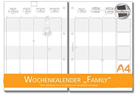flexiNotes WOCHENKALENDER 2024 A4, Kalendereinlage: Family, 1 Woche 2 Seiten
