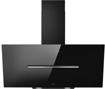Elica Shy 90cm Angled Cooker Hood - Black Glass