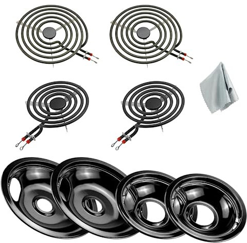 W10290350 W10290353 Porcelain Stove Drip Pans & MP22YA Electric Stove Burner Element Replacement for Ama-na Whirl-pool Stove Parts, Electric Stove Drip Pans W10288051 and Stove Burners by Fetechmate