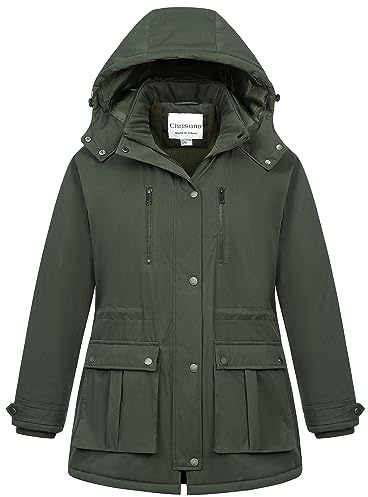 Chrisuno Women's Plus Size Coats and Jackets Winter Coat Parka Jacket Warm Padded with Hood Army Green 5X