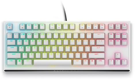 Alienware AW420K Tenkeyless Gamingtastatur - Mechanische Cherry MX Red Schalter, RGB-Beleuchtung (AlienFX), USB, Kompaktes Design, Anti-Ghosting,N-Key Rollover, QWERTZ German - Lunar Light