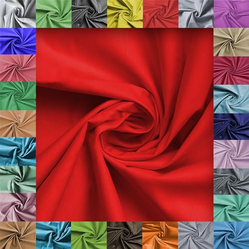 Stoff Virginia Tex, Meterware, Baumwollstoff 100%, große Breite 240 cm, Baumwollstoff 100% Oeko -Tex Standard 100 Unifarben zum Nähen (Rot, 100 cm)