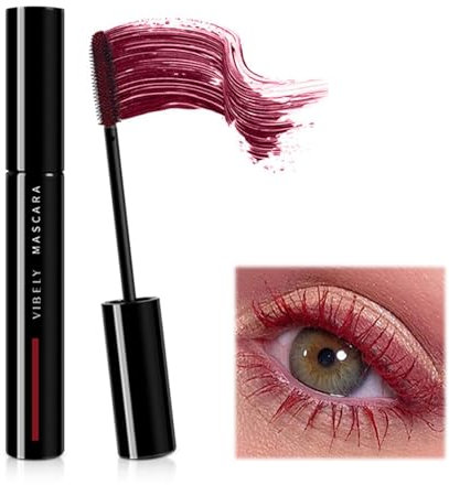 Moguri Rot Fiber Mascara, wasserfest, langlebig, nicht blühend, Wimperntusche, dick, kräuselnd, verlängernd, Volumen-Mascara, schnell trocknend, mit falschem Wimperneffekt