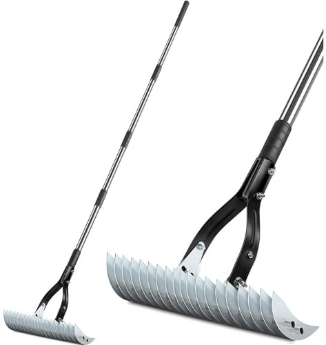 Niovrooro Thatch Rake,15 Lawn Dethatcher Rakes,Dead Grass Remover,Manual Dethatching Rake with Adjustable Length Handle,Scarifier Rake,Thatching Rakes for Lawns Grass Loosening Soil