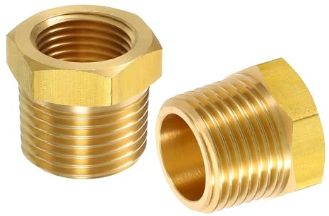 QUARKZMAN 2Pcs 1/2 BSPT Maschio x 3/8 NPT Femmina Rame Riduttore Esagono Raccordo Filettato Tubo, Raccordo Filettato Rame Adattatore per Acqua, Gas, Sistemi di Tubazioni Olio