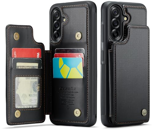 FONREST Compatible avec Samsung-Galaxy-A56 5G Étui portefeuille arrière fin avec blocage RFID et porte-cartes à rabat et béquille, coque de protection arrière antichoc en similicuir TPU + fermeture