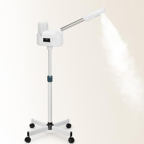 Professional Facial Steamer, Face Steamer Upgrade PTC Heating, Esthetician Steamer Hot Mist Facial Steamer for Salon Spa Beauty (White)