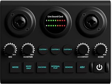OUTFYT Alimentation fantôme 48V, Carte Son en Direct, contrôleur DJ, mélangeur, Podcast Vocal, Kit de Diffusion en Direct,Une ExpéRience Sonore Plus IntéRessante