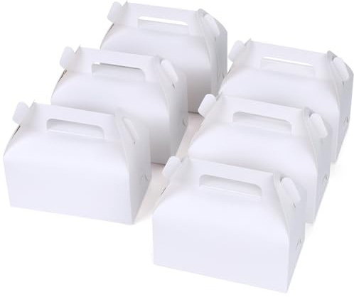 GXFCING 30 stycken presentlådor vita presentlådor med lock och handtag, 16,3 x 9,3 x 8 cm kartong, presentlådor för barnfödelsedagar, bröllop, babyfester, jul, fest