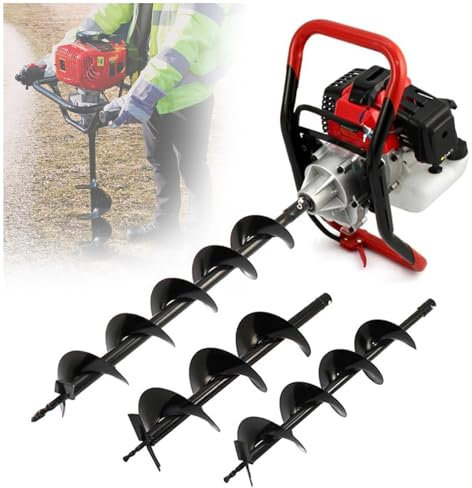 Eastnmythet Trivella per Pali, Trivella a Benzina a 4 Tempi, Trivella a Benzina per Pali di Recinzione e Piantagione di Alberi, Include 3 Punte per Trivella,12/15/20cm