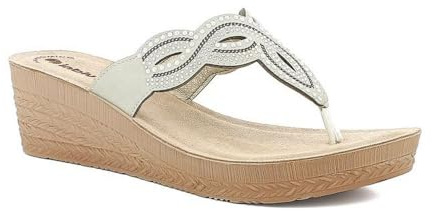 inblu Infradito Donna Eleganti con zeppa e leggero plateu, impreziosite da strass, Plantare in vera pelle