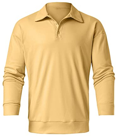 Sweatshirt för män, pikétröja, lätt långärmad skjorta, andas, bomull, t-shirts, klassisk passform, mode, t-skjortor, rugbyskjortor med 3 knappslå, #44, XXL