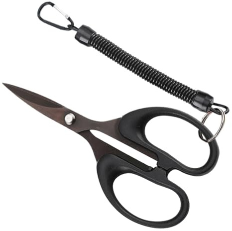 HOLIDYOYO Tijera de Pesca Portátil de Acero Inoxidable Filo Afilado y Mango Antideslizante, para Cortar Línea Trenzada y Accesorios de Pesca
