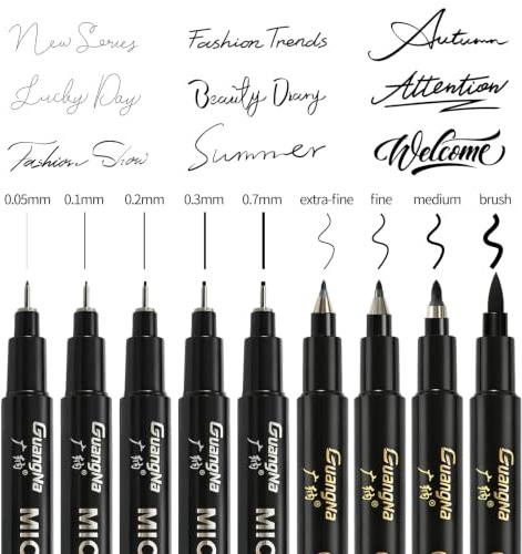 Calligraphy Pens for Beginners, 9 Pack 9 Nib Sizes Refillable Black Ink | For calligraphy newbies Fast-dry ink cuts smudges Refillable waterbased black ink For writing & journaling