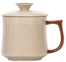 Kaffemugg Grå keramikkopp, 1 kaffe med lock, kapacitet 11,84 ounces, lämplig for att brygga te på kontoret Mugg