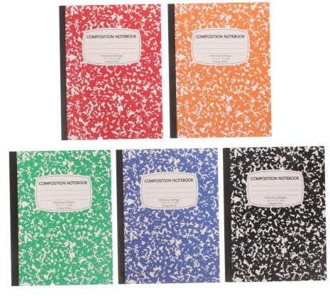 LOLIPPYY 5-Pack Stort Linjerat Kompositionshäfte med Marmordesign Mjukbind Dagbok för Skola och Hem Elegant Snöflingemönster Portabel Skrivbok för Kvinnor och