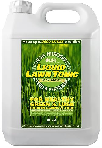 Elixir Gardens 10L Bottle Liquid Lawn Tonic Fertiliser & Plant Food | N.P.K 20-0-10 | Produces 2000L of Liquid Feed