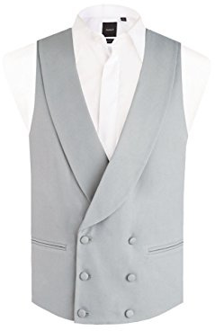 Dobell Mens Dove Grey Morning Suit Wedding Waistcoat Regular Fit Shawl Lapel Double Breasted-L (42-44in)