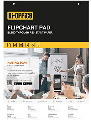 Bi-Office Flipchart Easel Pad, Plain, 20 Sheets - 55 gr/m² Paper, A1 [Pack of 5]