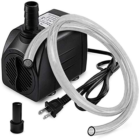 PULACO 160GPH Small Fountain Pump, Ultra Quiet Submersible Water Pump (600L/H, 10Watt) with 3.3 ft Tubing for Aquariums, Pond Fountain, Water Feature, Indoor Fountains