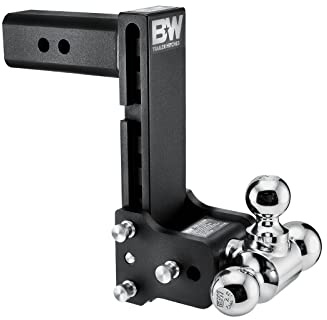 B&W Trailer Hitches Tow & Stow Adjustable Trailer Hitch Ball Mount - Fits 2.5 Receiver, Tri-Ball (1-7/8 x 2 x 2-5/16), 8.5 Drop, 18,000 GTW - TS20050B