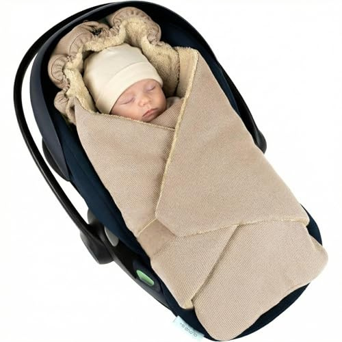 Hofbrucker Baby Einschlagdecke für Babyschale & Kinderwagen - Weicher Fleece aus Öko-Tex zertifizierten Materialien, Frühling, Herbst & Winter, Universal 0–12 Monate, Kuschelige Einschlag (Taupe)