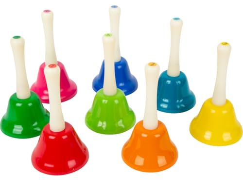 Small Foot 11693 Set de Cloches à Main, 8 pièces, Jouets pour l'éducation Musicale dés Le Plus Jeune âge, Instrument de Musique en Bois, à partir de 3 Ans