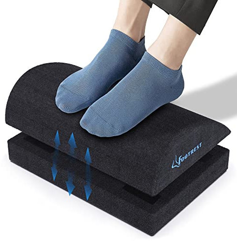 Verstellbare Fußstütze unter dem Schreibtisch, Ergonomische Fußstützenkissen mit Magischem Klebeband für Optionale Höhe, Memory Foam und Rutschfeste Unterseite für Zuhause, Büro, Flugzeug, Reisen
