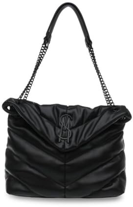 Steve Madden Damen Shoulder Bag Britta Chevron Quilt Schultertasche, Schwarz