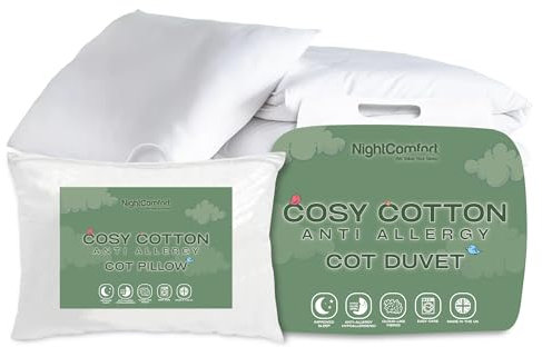 Night Comfort Cot Bed Duvet and Pillow Set for Baby, Toddler, Newborns, Baby Boys and Girls - Egyptian Cotton Soft and Cosy Nursery Cotbed Duvet and Pillow Quilted Bedding Set (7.5 Tog)