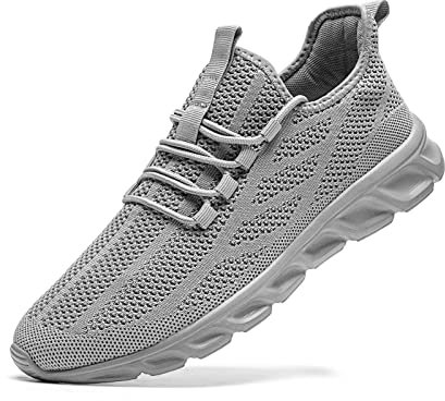 AZSDXS Herren-Turnschuhe zum Wandern, modische Schuhe für Herren, leichte Herren-Laufschuhe, bequeme, lässige Sneaker für Herren, grau, 42 2/3 EU
