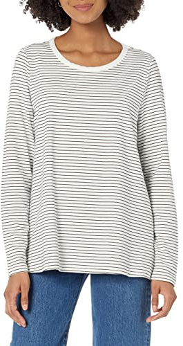 Amazon Essentials Women's Nursing T-Shirt, Black White Thin Stripe, S