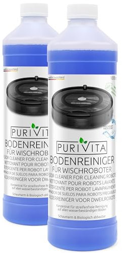 PURIVITA® Produit Robot Laveur Sol [2x1L] - Détergent Robot Laveur - Produit Nettoyant Aspirateur Laveur - Concentré de Détergent Pour Tous les Robots Lavants - Floor Cleaner - Produit Pour Aspirateur