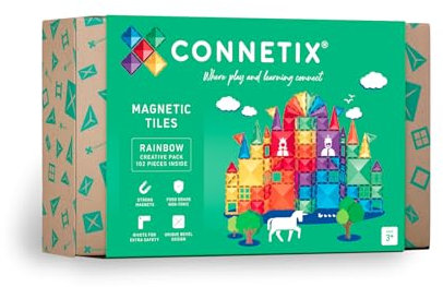 CONNETIX Magnetische Fliesen Regenbogen Kreativpaket, 102 Stück