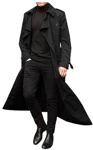 Ullrock herr lång, trenchcoat dubbelknäppt rockar bälte lös jacka herr höst och vinter lång trenchcoat dubbelknäppt kappa med lös midja överdimensionerad vinterrock