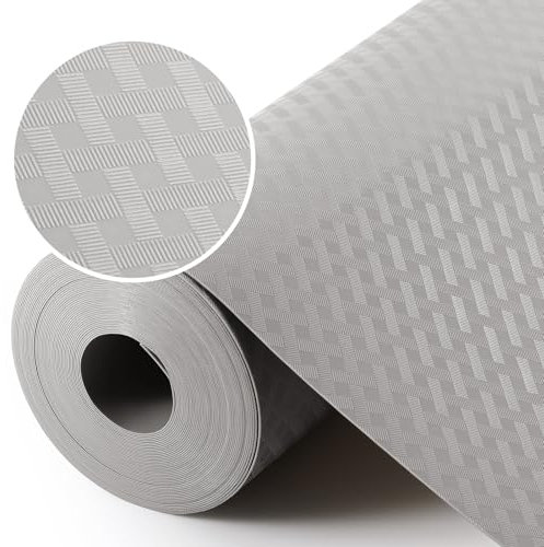 StaHom Alfombrilla para cajones, Alfombrillas no Adhesivas EVA de plástico, Rollo de Papel para Estante de cajón, frigorífico, Mesa, Mueble de Cocina, Fregadero, estantes Gris Claro 30x150cm