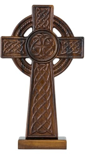 DAICAT - Hand-carved Wooden Celtics Wall Cross, 10 Inch Celtic Cross for Home Decor, Spiritual and Religious Wall Art Décor, Unique Gift for Birthday, (No 4)