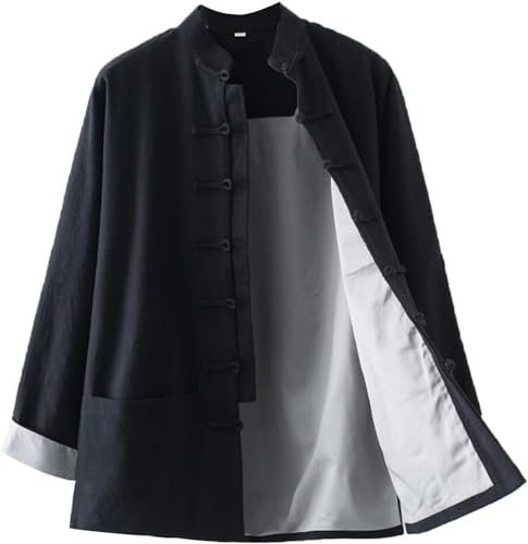 Trajes de Tai Chi para hombres, ropa de Tai Chi, traje tradicional chino de manga larga, traje Tang de algodón y lino, ropa de Kung Fu, traje tradicional antiguo, traje de artes marciales, camisa Ta