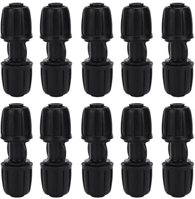 Conectores de riego de goteo de 10 piezas recto recto a través de juntas Conector de caballos de agua Jardín de jardín para manguera PE de 16 mm/ 1/2 pulgada