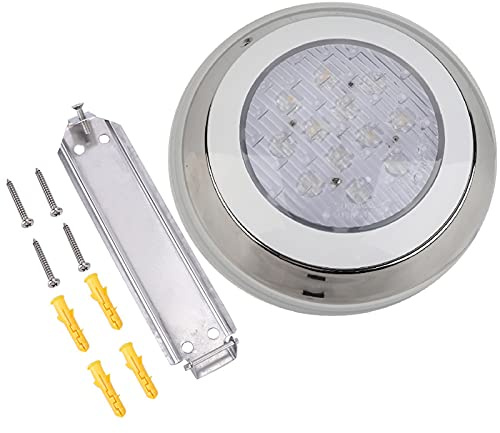 Baxnore Lámpara de Piscina de Acero Inoxidable, luz submarina, con Cubierta de PC de Prueba, Fondo de Pared montado para Piscinas, Fuentes, Jardines, Humanos de Peces de bajo ilumi